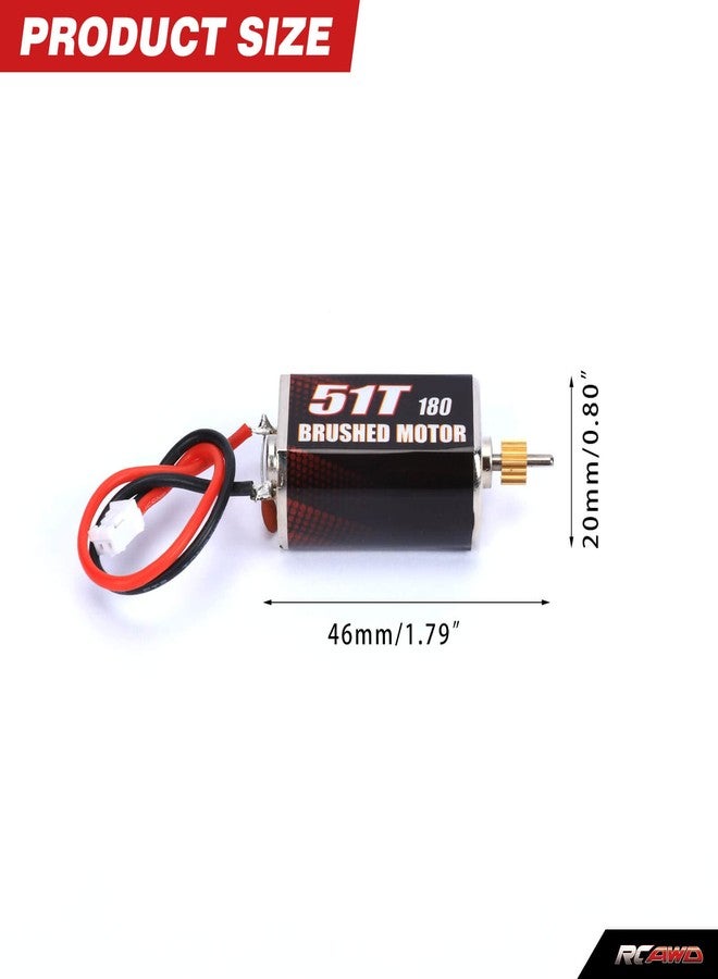 RCAWD محرك RCAWD 180 ذو فرشاة، 51 لفة، مع ترس فولاذي 16 سنًا، مناسب لسيارات الزحف Scx24 Deadbolt، شيفروليه رانجلر، جلادياتور، برونكو، بمقياس 1/24، قطع غيار مُحسّنة - Image 2